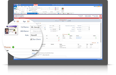 snapshot of contacts function in Needles Case Management Software